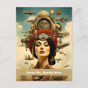 Steampunk Dam Dream Big, Gnistra More Vykort