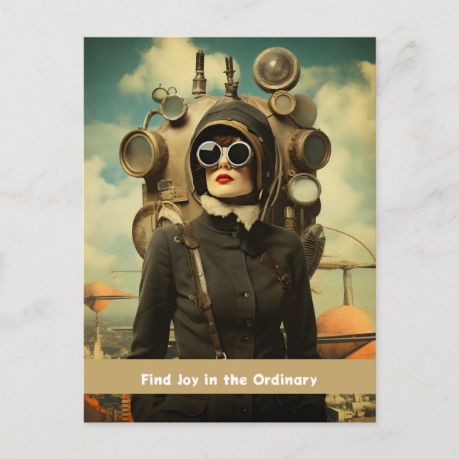 Steampunk Dam Hitta glädjen i den vanliga tidninge Vykort (Framsida)