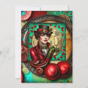 Steampunk Dam-inspirerat julkort