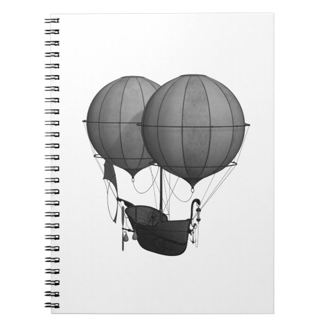 Steampunk Design Black and White Flies Maskin Anteckningsbok (Framsidan)