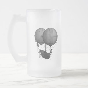 Steampunk Design Black and White Flies Maskin Frostat Ölglas