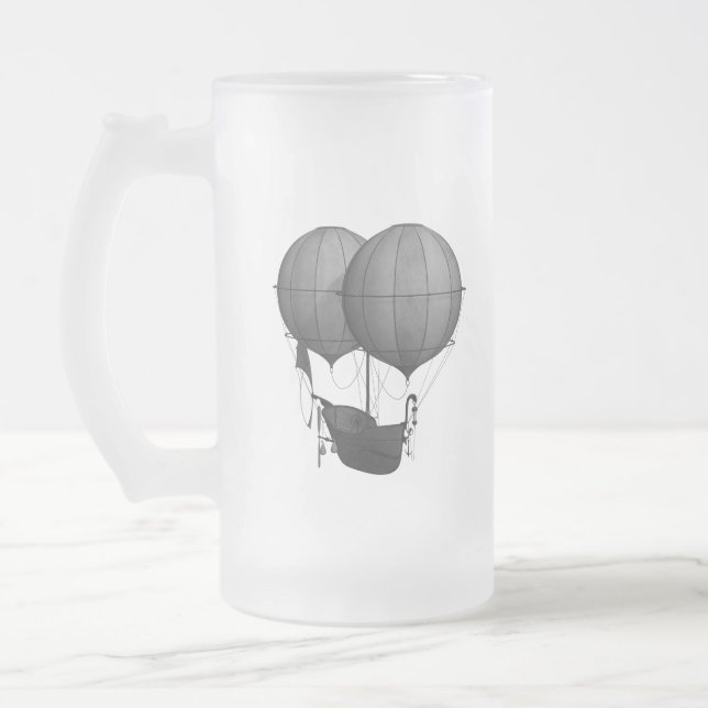 Steampunk Design Black and White Flies Maskin Frostat Ölglas (Vänster)