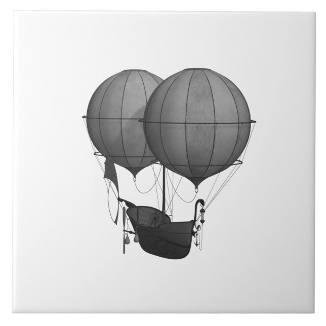 Steampunk Design Black and White Flies Maskin Kakelplatta (Framsidan)