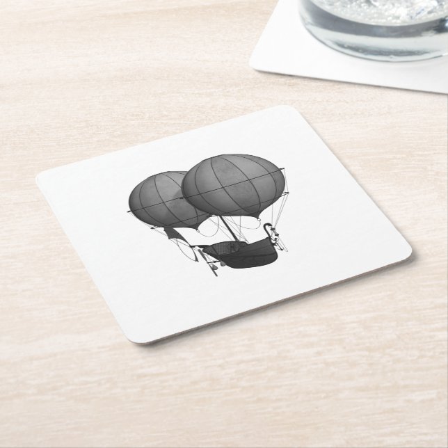 Steampunk Design Black and White Flies Maskin Underlägg Papper Kvadrat (Vinklad)