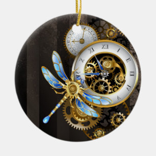 Steampunk Dials med Dragonfly Julgransprydnad Keramik