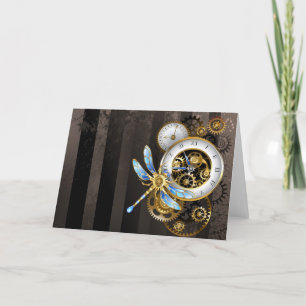 Steampunk Dials with Dragonfly Helgkort