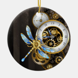 Steampunk Dials with Dragonfly Julgransprydnad Keramik