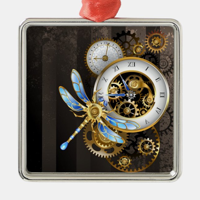 Steampunk Dials with Dragonfly Julgransprydnad Metall (Framsidan)