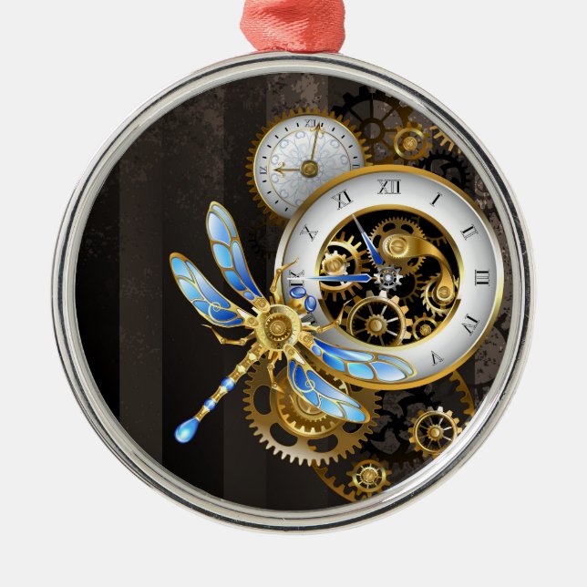 Steampunk Dials with Dragonfly Julgransprydnad Metall (Framsidan)