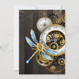 Steampunk Dials with Dragonfly Julkort