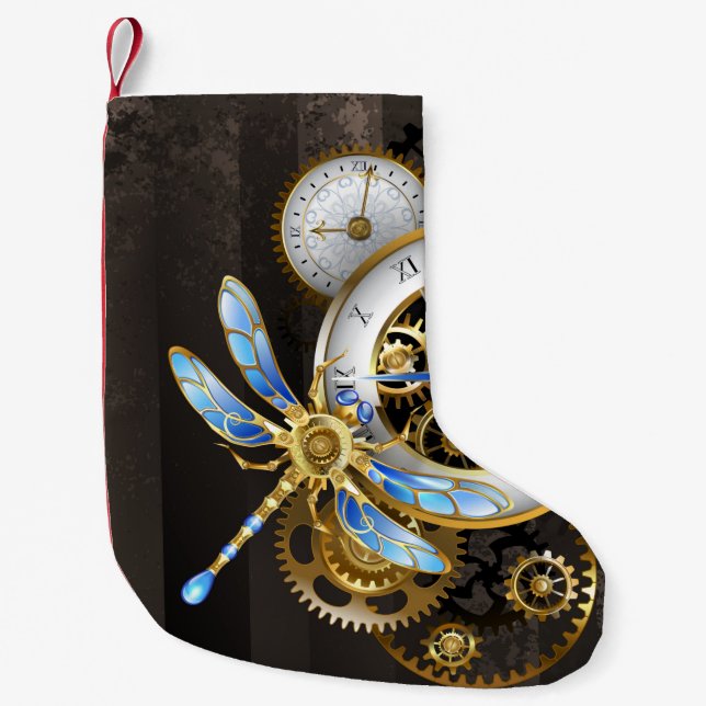 Steampunk Dials with Dragonfly Liten Julstrumpa (Framsidan)