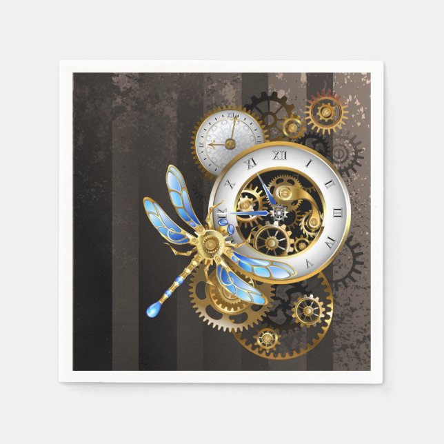 Steampunk Dials with Dragonfly Pappersservett (Framsidan)