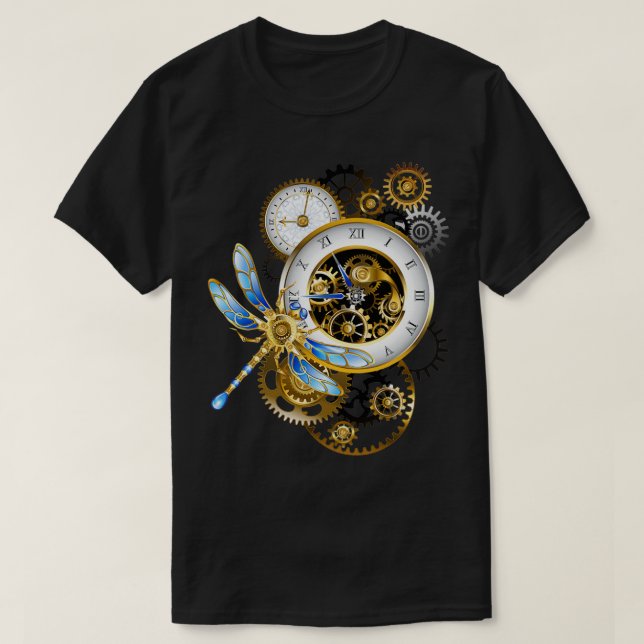 Steampunk Dials with Dragonfly T Shirt (Design framsida)