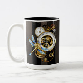 Steampunk Dials with Dragonfly Två-Tonad Mugg
