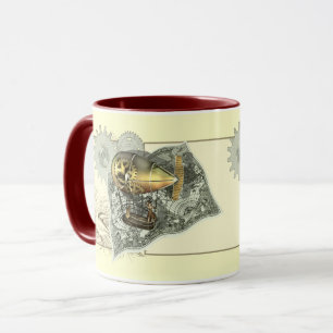 Steampunk Dirigibleluft turnerar kaffe koppar
