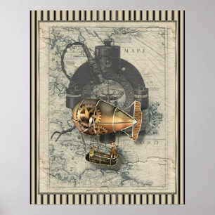 Steampunk Diriigen Balloon Ride Poster