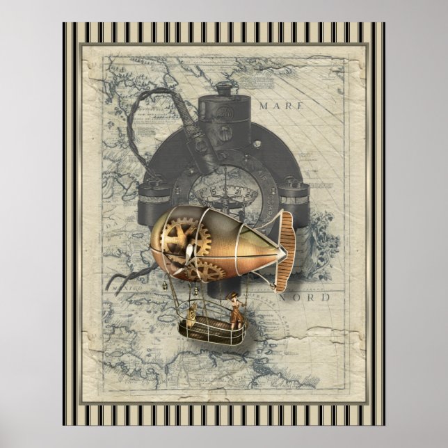 Steampunk Diriigen Balloon Ride Poster (Framsidan)