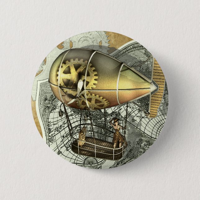 Steampunk Diriigen Luft Tour Button Knapp (Framsida)