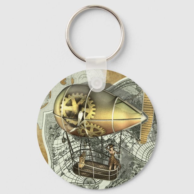Steampunk Diriigen Luft Tour Keychain Nyckelring (Framsida)