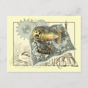 Steampunk Diriigen Luft Tour Postcard Vykort