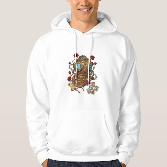 Steampunk djuphavsdökarhjälm Fantasy Illustration Hoodie (Framsida)
