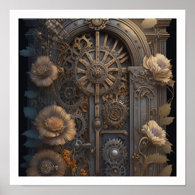 Steampunk Door with Flowers Poster (Framsidan)