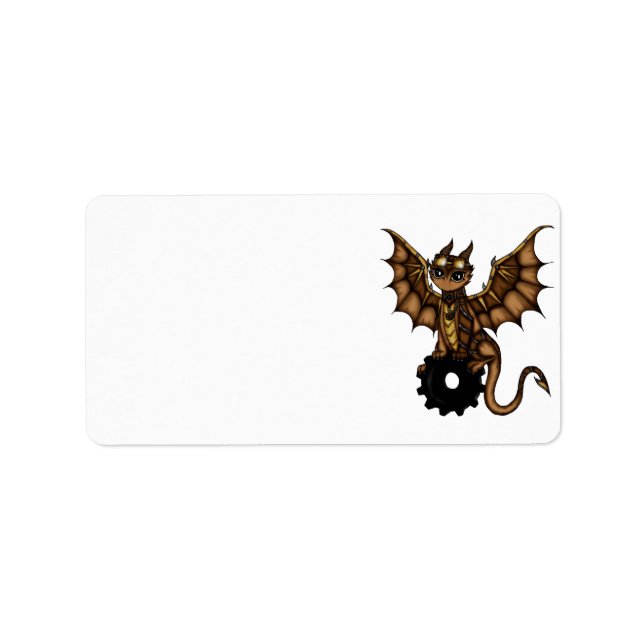 Steampunk Dragon Adressetikett (Framsidan)