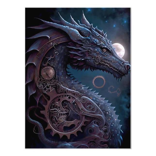 Steampunk Dragon Fototryck (Framsidan)