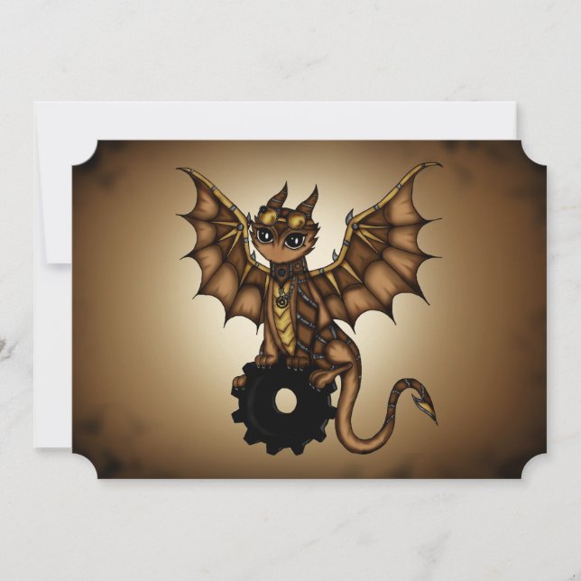 Steampunk Dragon-inbjudan Inbjudningar (Framsida)