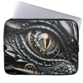 Steampunk Dragon Öga Closeup Ai Art Laptop Fodral