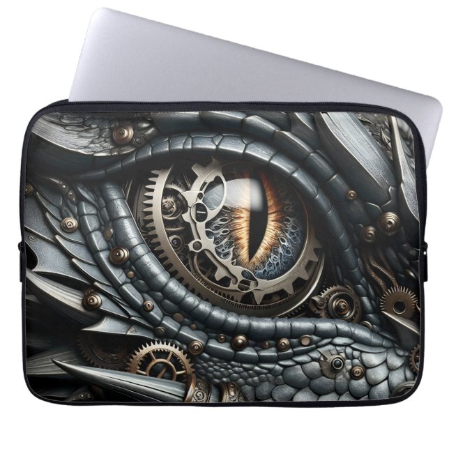 Steampunk Dragon Öga Closeup Ai Art Laptop Fodral (Framsidan)