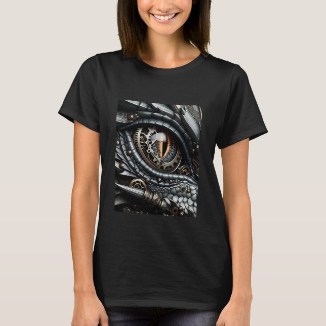 Steampunk Dragon Öga Closeup Ai Art T Shirt (Framsida)