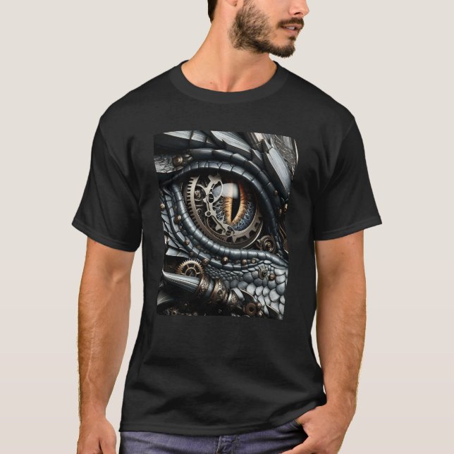 Steampunk Dragon Öga Closeup Ai Art T Shirt (Framsida)