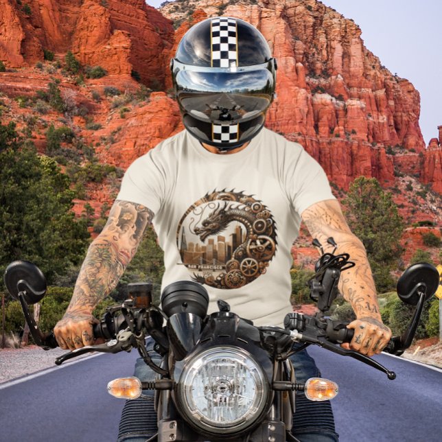 Steampunk Dragon Över San Francisco 2024 T Shirt (Skapare uppladdad)