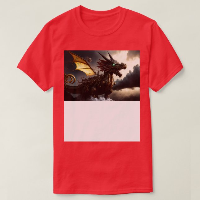Steampunk Dragon Riding the Storm T Shirt (Design framsida)