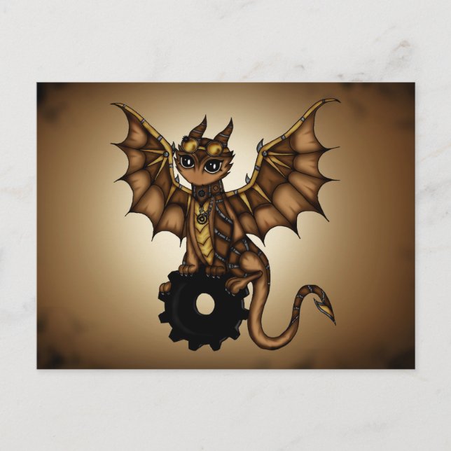 Steampunk Dragon Vykort (Framsida)