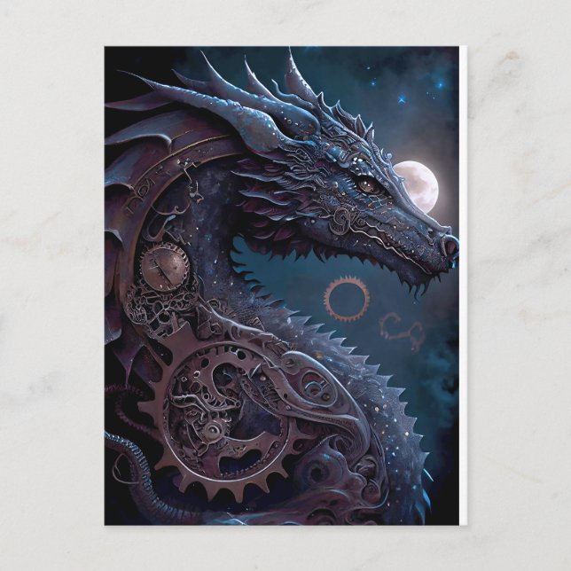 Steampunk Dragon Vykort (Framsida)