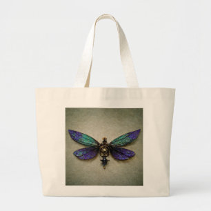 Steampunk Dragonflies Blue Grönt Lila Jumbo Tygkasse