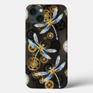 Steampunk Dragonflies på brun strimmig bakgrund