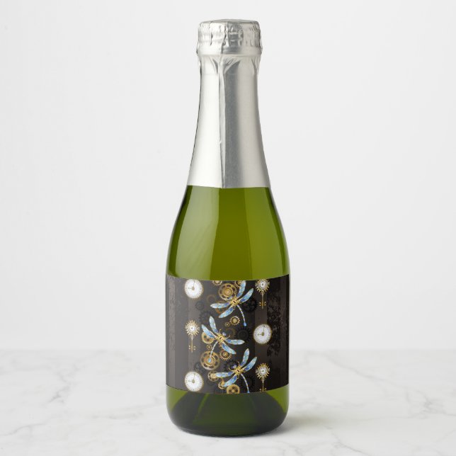 Steampunk Dragonflies på brun strimmig bakgrund (Framsida)