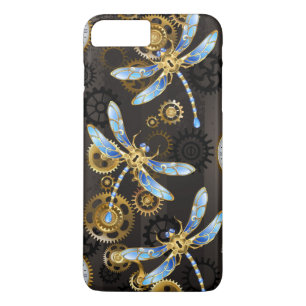 Steampunk Dragonflies på brun strimmig bakgrund