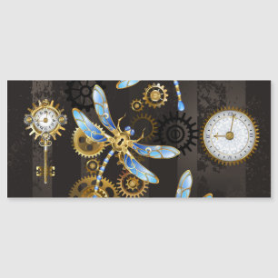 Steampunk Dragonflies på brun strimmig bakgrund Magnetisk Inbjudningskort