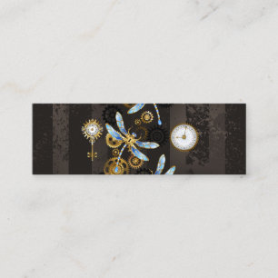 Steampunk Dragonflies på brun strimmig bakgrund Mini Visitkort