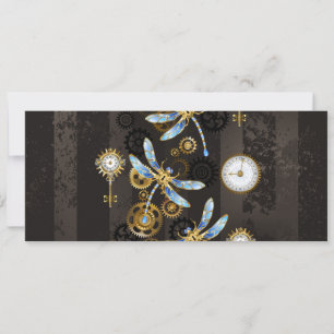 Steampunk Dragonflies på brun strimmig bakgrund Spara Datumet