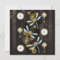 Steampunk Dragonflies på brun strimmig bakgrund