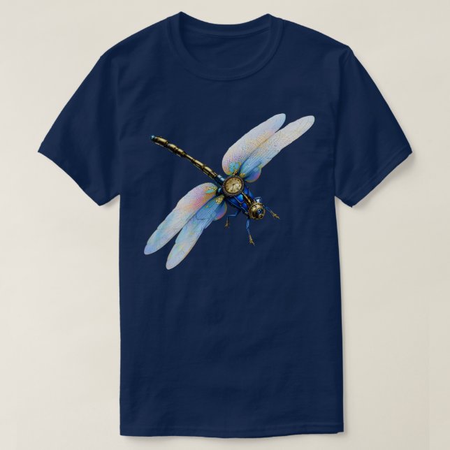 Steampunk Dragonfly med Clock T Shirt (Design framsida)