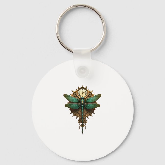 Steampunk Dragonfly Victorian Art Mechanical Steam Nyckelring (Framsida)