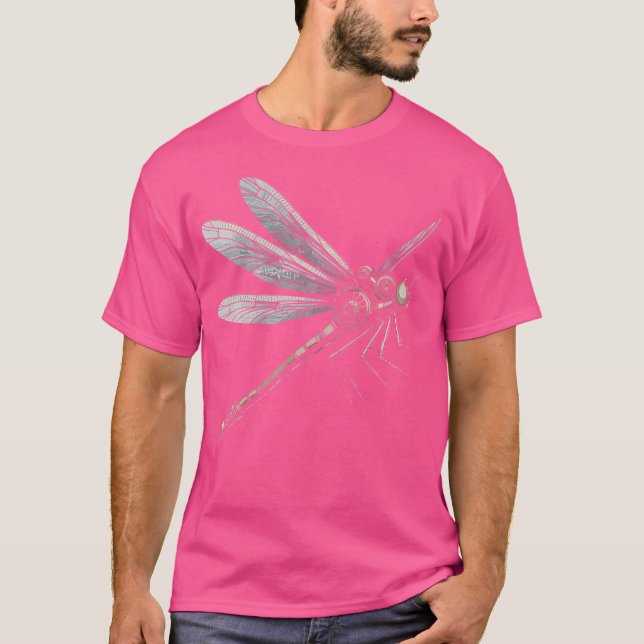Steampunk Dragonfly Victorian Art Mechanical Steam T Shirt (Framsida)