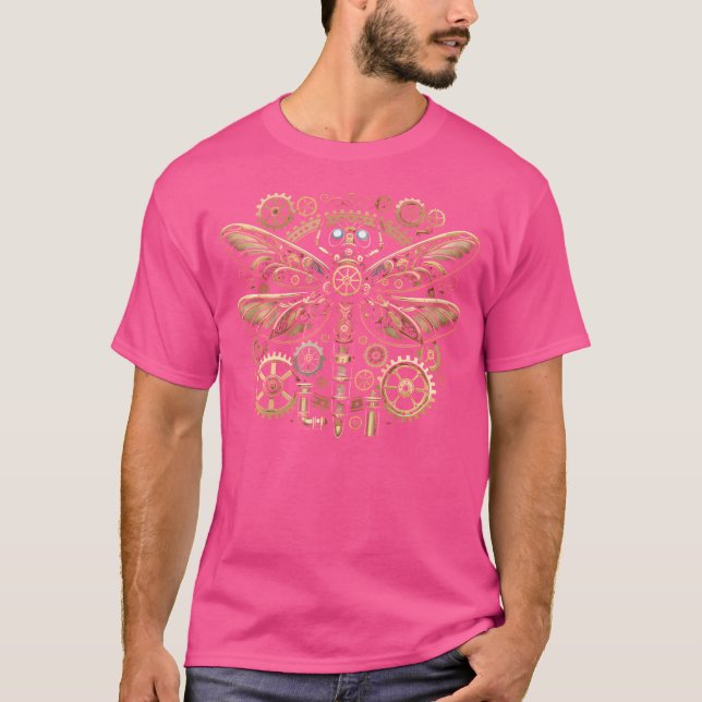 Steampunk Dragonfly Victorian Art Mechanical Steam T Shirt (Framsida)