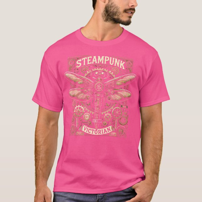 Steampunk Dragonfly Victorian Art Mechanical Steam T Shirt (Framsida)